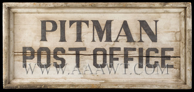 Antique Trade Sign, Pitman Post Office, 19th Century
